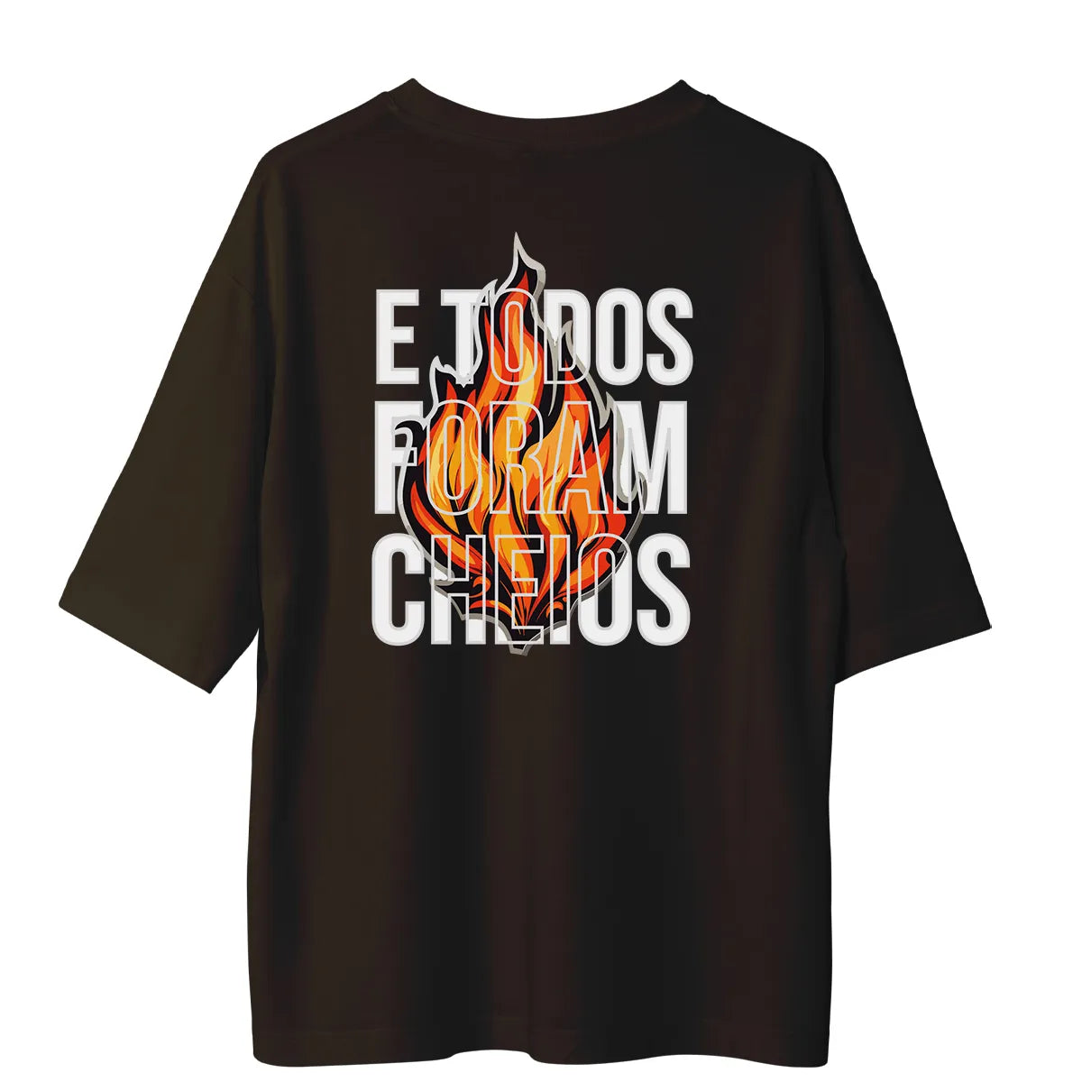 Camiseta Cristã Oversized - E todos foram cheios | Ocre