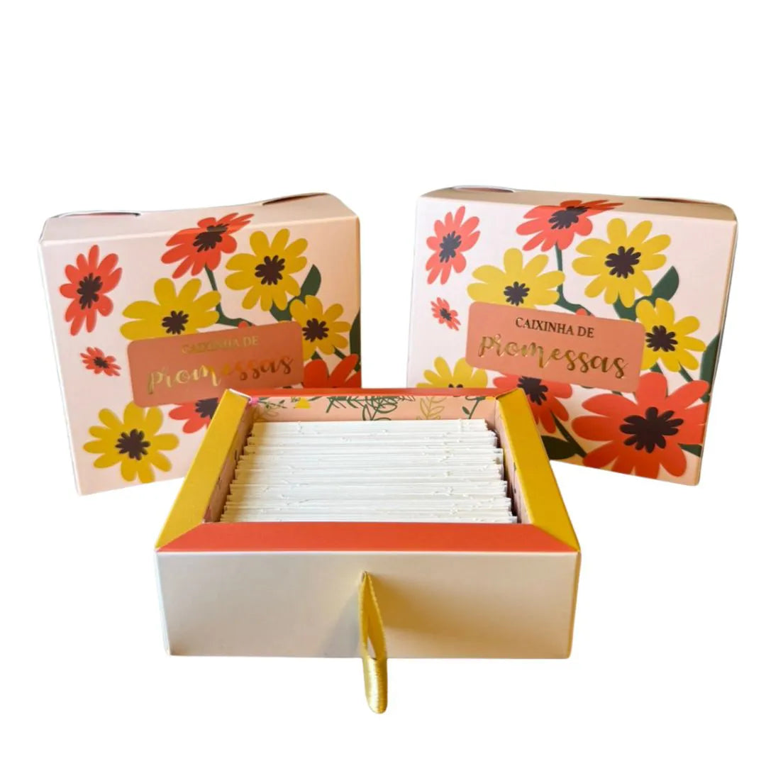 Caixinha de promessas - Flores Laranja