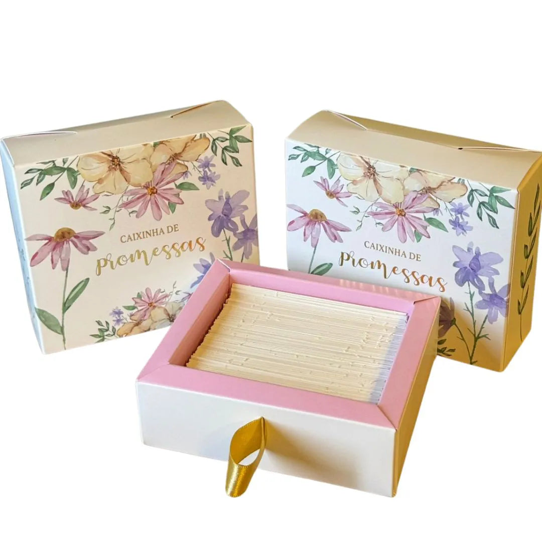 Caixinha de promessas - Flores Rosa