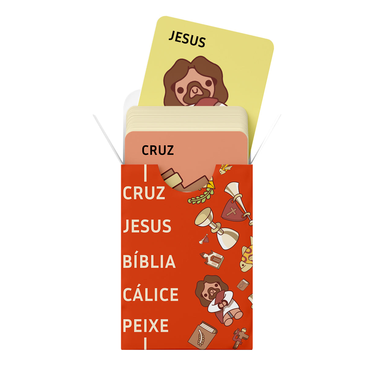 Jogo Bíblico - Cruz, Jesus, Bíblia, Cálice, Peixe - Penkal - 100 cartas